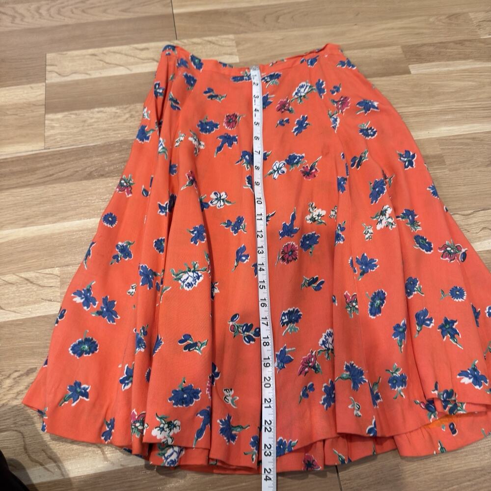 Orange Floral Vintage Top/Skirt Set Size Small 40’s or 70’s Cottagecore - Picture 13 of 16